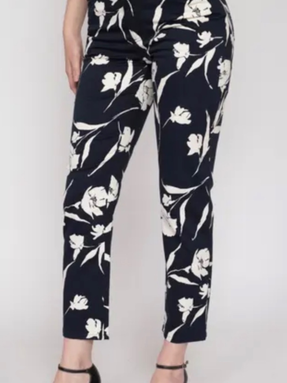 Lauren Ralph Lauren Petite Black & Ivory Floral Crop Trousers - 6P